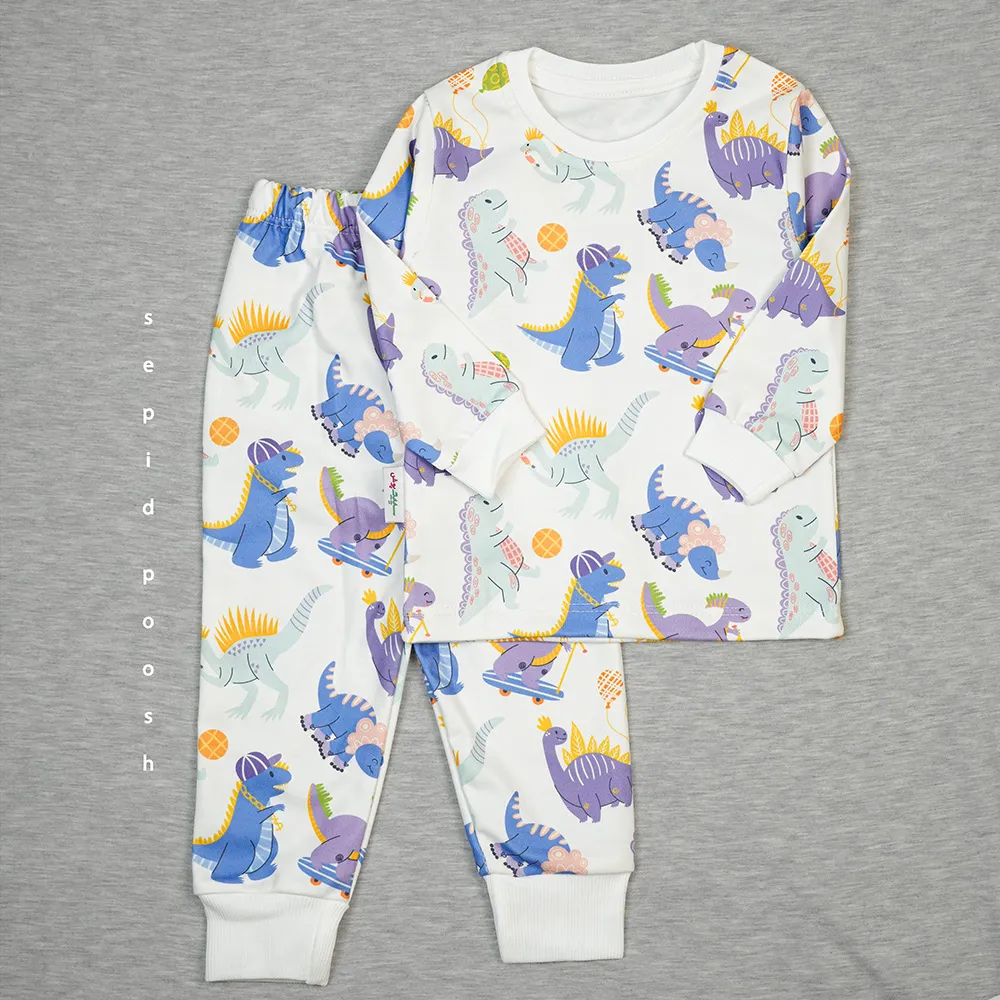 DSC09175 ست بچگانه بلوز و شلوار دایناسور درشت (عمده) | سپیدپوش
