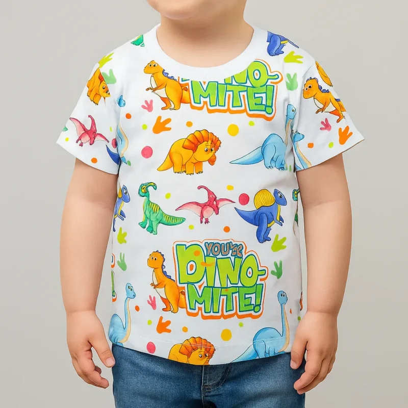 ست آستین کوتاه و شلوار بچگانه دایناسور DINO-MITE (عمده) | سپیدپوش4